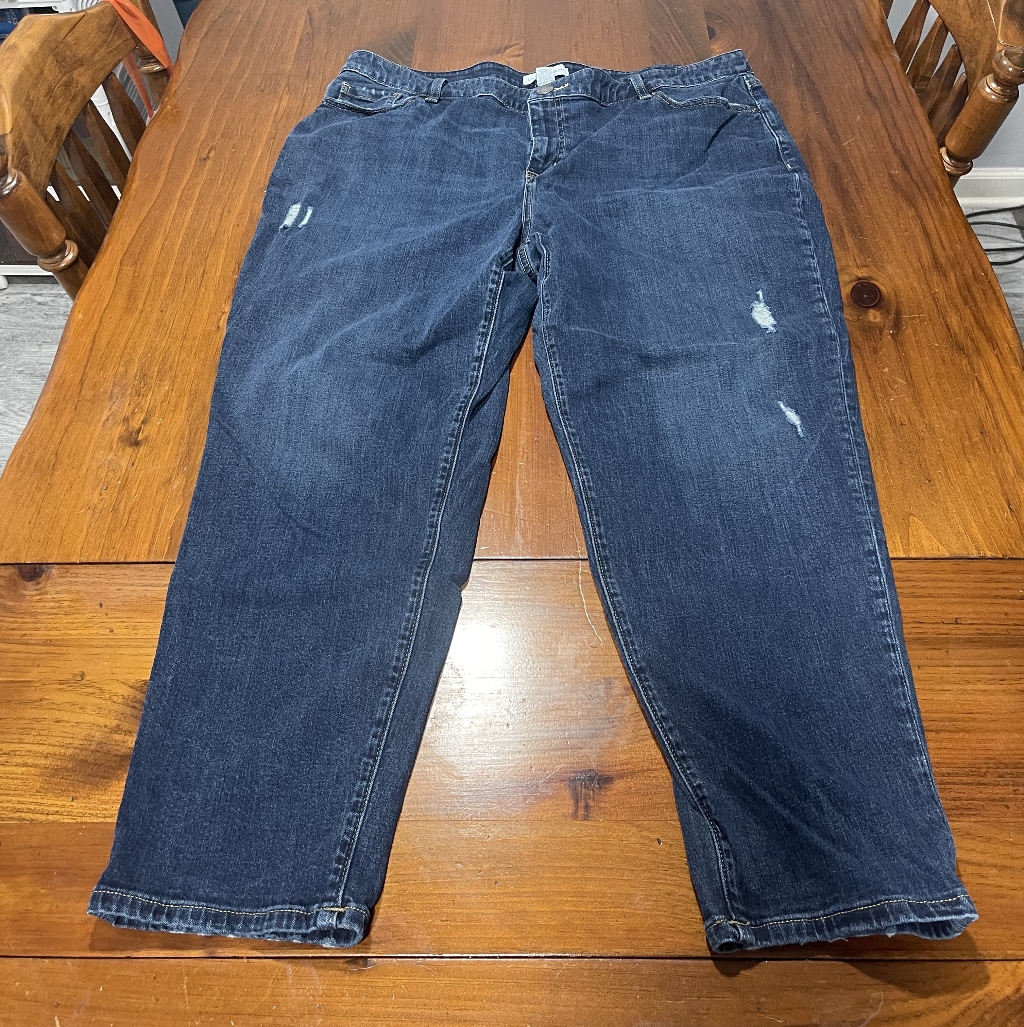 Lane Bryant Womens Classic Blue Flex Magic Waistband Low Rise Boyfriend Jeans 18